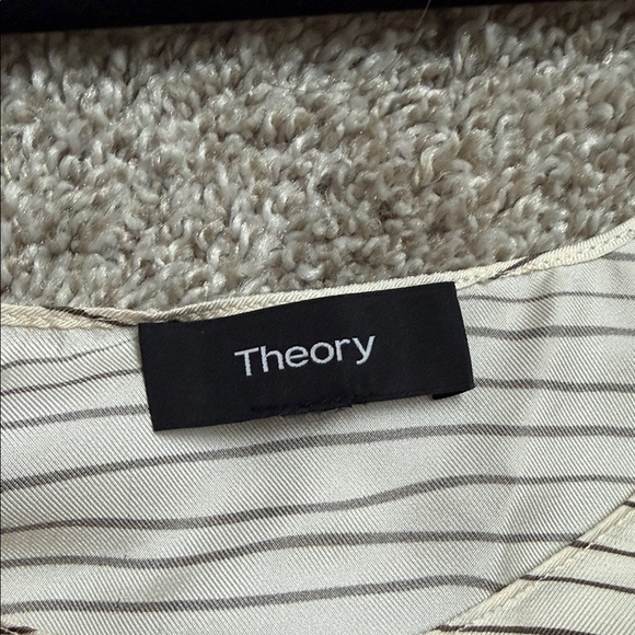 Theory Ivory and Charcoal Striped Tank Top M / L - Picture 2 of 4